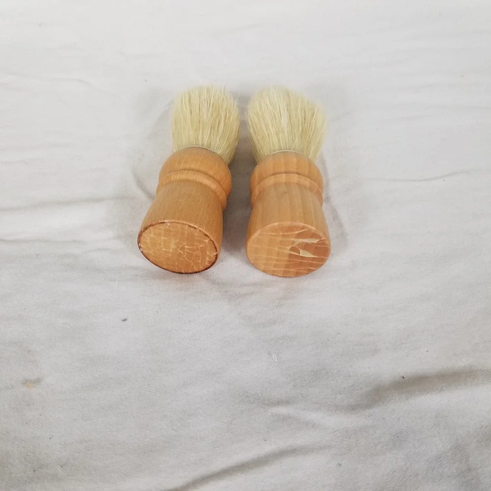 Shaving Brush Set Mens Tan new Wood Handle Traditional 2pc natural bristles